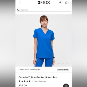 FIGS Catarina One-Pocket Scrub Top in Royal Blue